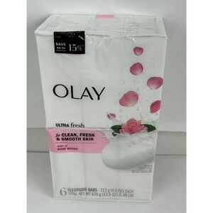 Olay Ultra Fresh Rose Water (6) Cleansing Bars 4.0oz Each New in Package